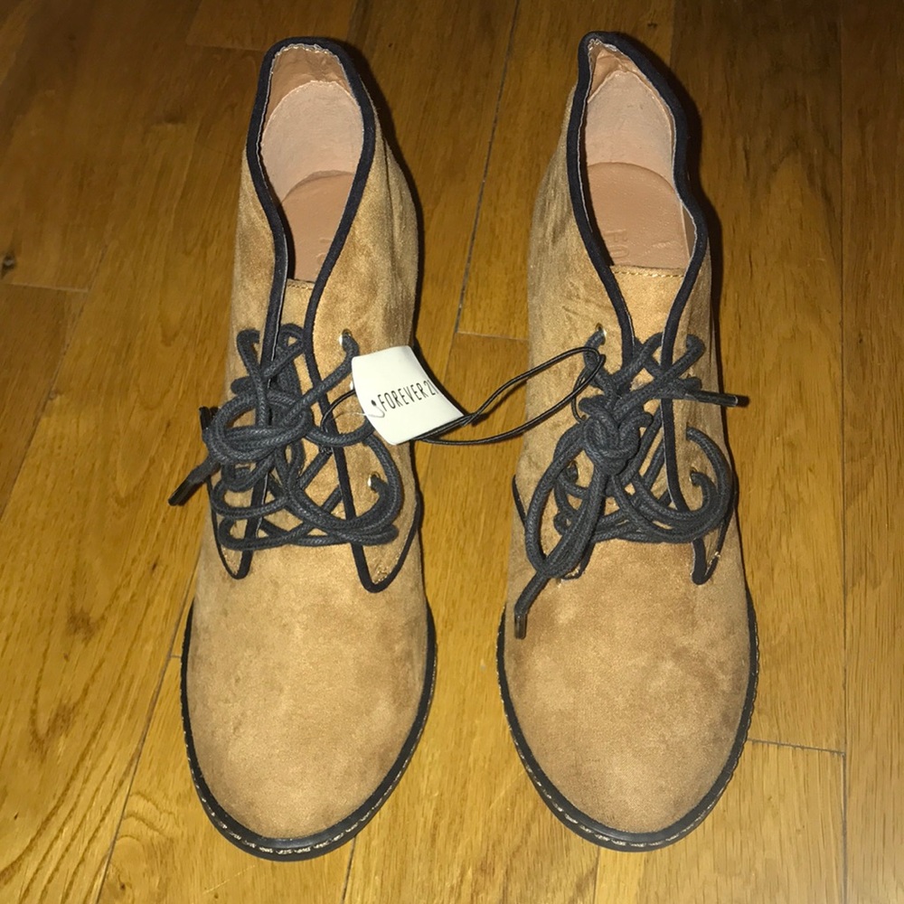 F21 chestnut ankle booties